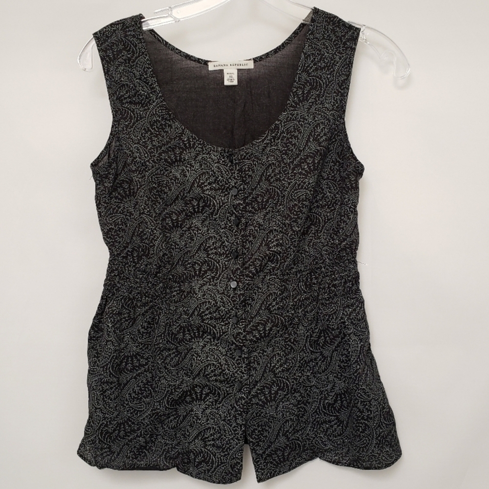 Banana Republic Black and Gray Patterned Tank Top